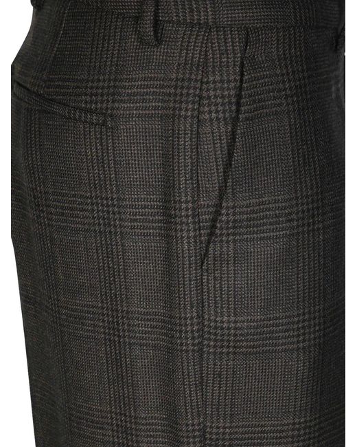 Berwich Black Check-Pattern Wool Tailored Pants