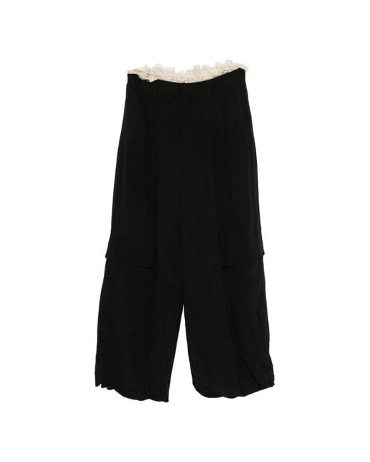 Sea Black Lace-Trimmed Trousers