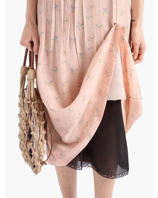 Prada Pink Floral Pongé Midi Dress