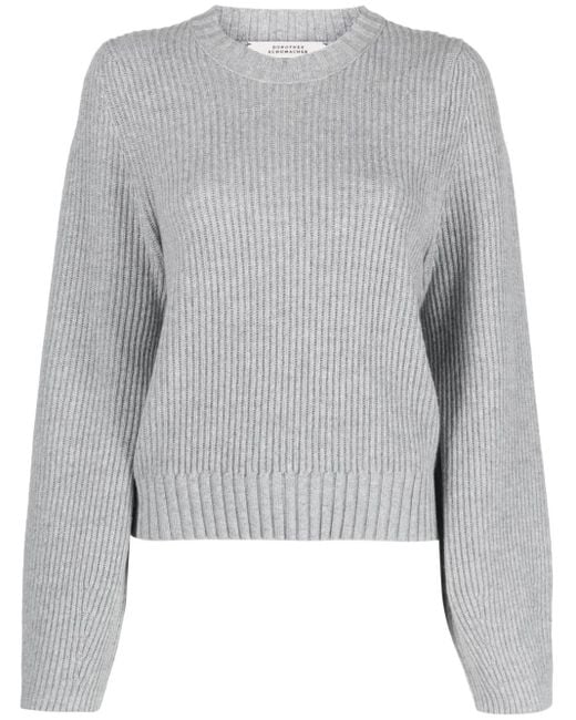Dorothee Schumacher Gray Ribbed-Knit Sweatshirt