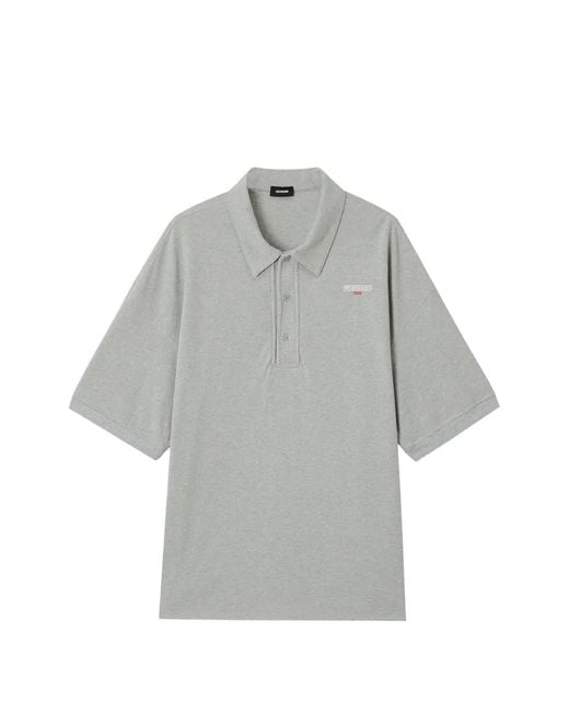 we11done Gray Logo-Embroidered Polo Shirt