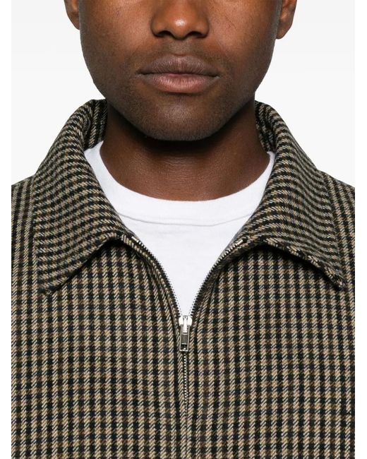 A.P.C. Brown Houndstooth Zip Shirt Jacket for men
