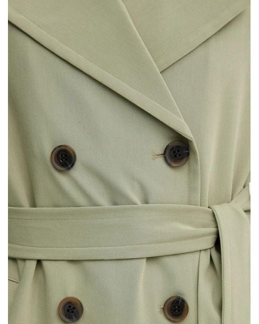 DKNY Green Belted Double-Breasted Trench Coat