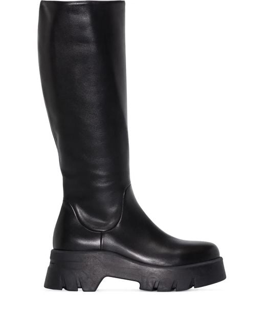 Gianvito Rossi Black Polished-Finish Ridged-Sole Boots