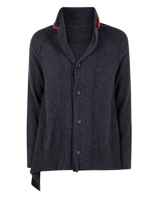 Y's Yohji Yamamoto Blue Asymmetrical Button Cardigan