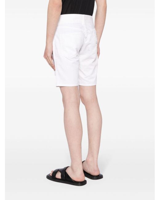 Dolce & Gabbana White Distressed Denim Shorts for men