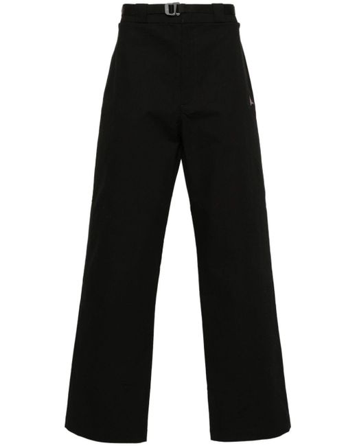 Roa Black Embroidered-logo Straight-leg Trousers for men