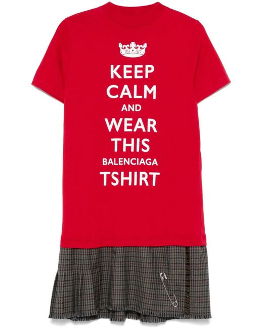 Balenciaga Red Keep Calm Midi Dress