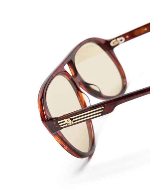 Gucci Brown Interlocking G Pilot-Frame Sunglasses for men