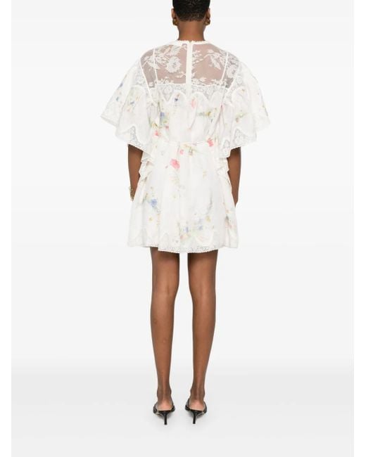 Zimmermann White Minikleid Lucky Aus Leinen Mit Spitze
