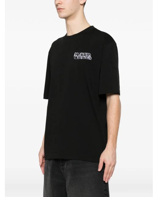 Moncler Black Ss Cotton T-Shirt for men