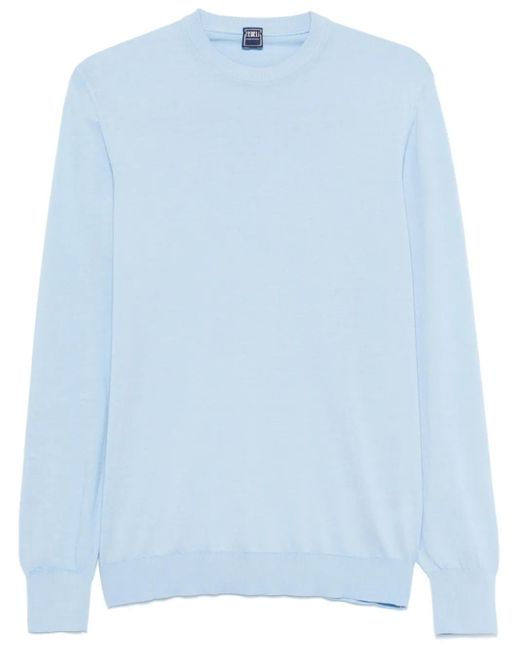 Fedeli Blue Cotton Sweatshirt for men