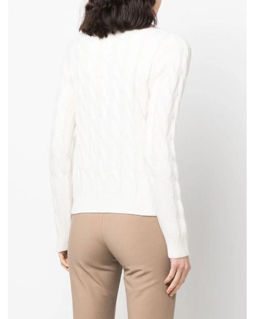 Max Mara White Pullover Mit Zopfmuster