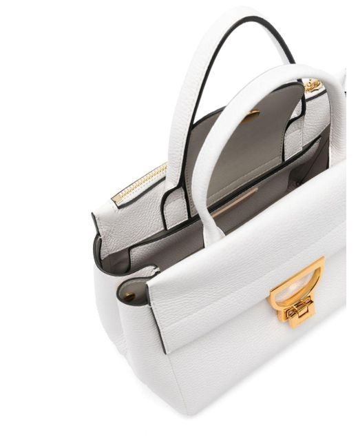 Coccinelle White Medium Arlettis Leather Tote Bag