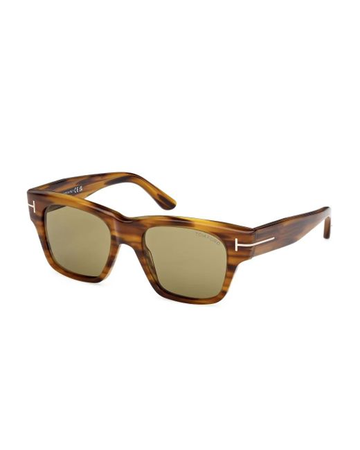 Tom Ford Natural Tortoiseshell Square-Frame Sunglasses