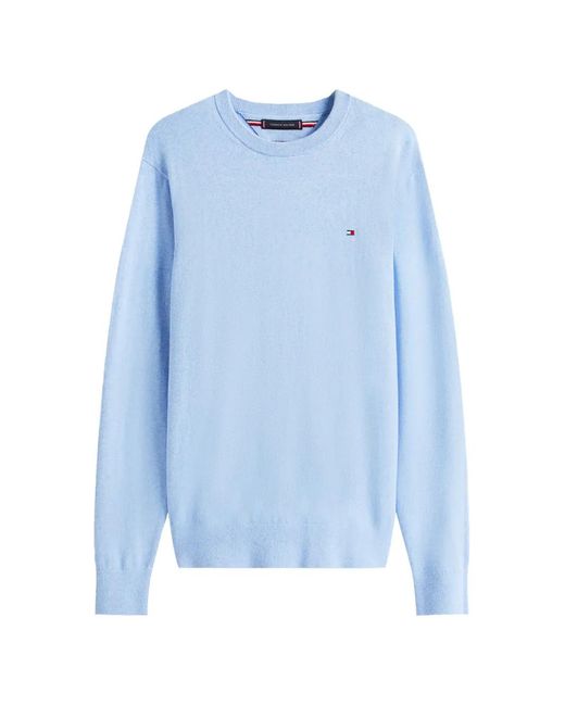 Tommy Hilfiger Blue Logo-Embroidered Crew-Neck Sweater for men