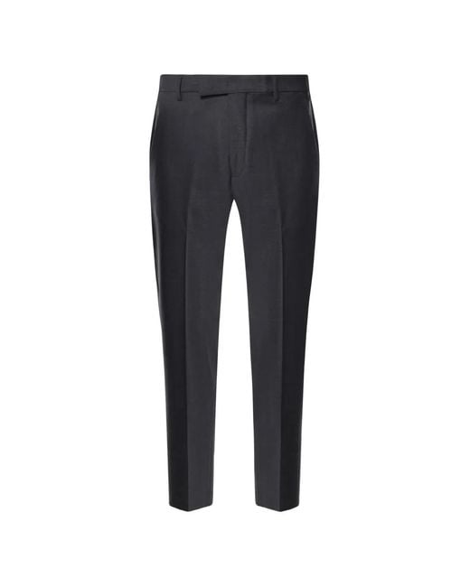 Michael Coal Blue Pressed-Crease Flap-Pocket Trousers for men