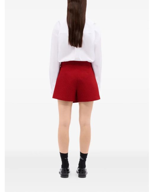 MSGM Red Button-Fastening Wrap Shorts