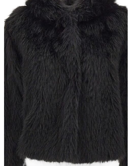 Kaos Black Faux-Fur Hooded Jacket