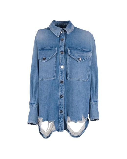 Dondup Blue Distressed-Finish Shirt