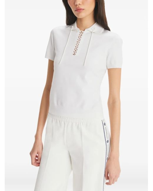 Tory Burch レース ポロシャツ White