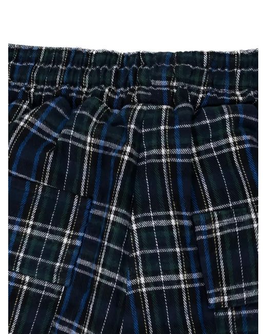 Rhude Blue Plaid Drawstring Shorts for men