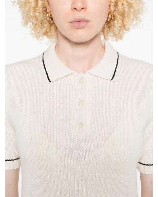 Nili Lotan Natural Short-Sleeve Polo Shirt