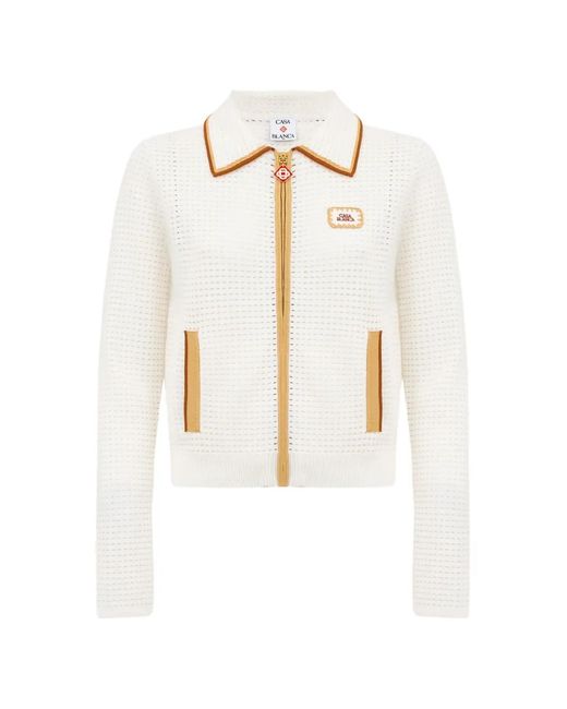 Casablanca White Piping-Detail Collared Jacket