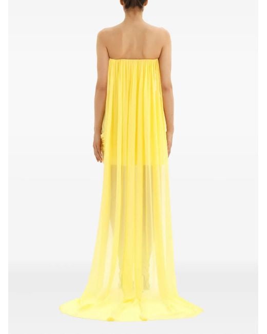 POST MERIDIEM Yellow Corset Train Mini Dress