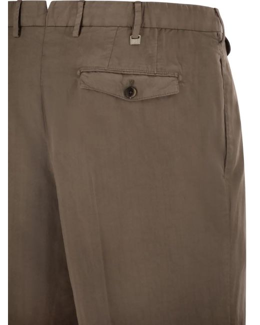 PT Torino Gray Pleated-Front Turn-Up Shorts for men