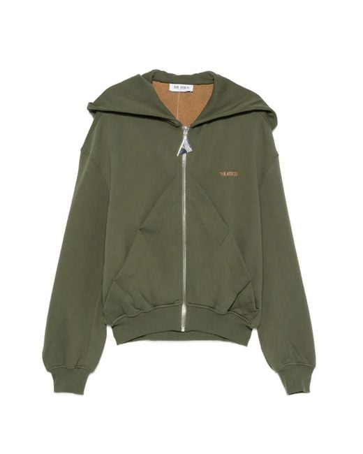 The Attico Green Logo-Embroidered Zip-Up Hoodie