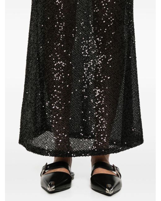 Musier Paris Black Sequin-embellished Maxi Dress