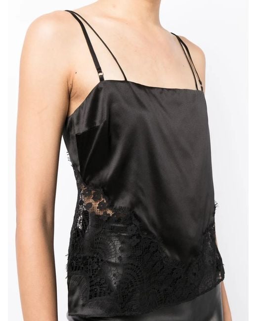 Tom Ford Black Lace-Detail Sleeveless Satin Top