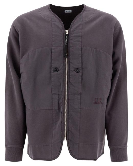 C P Company Gray Logo-embroidered Jacket for men