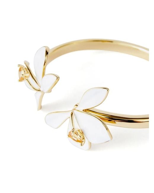 Shanghai Tang Metallic Ginger Flower Open-Cuff Bracelet