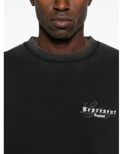 Represent T-Shirt Met Geborduurd Logo in het Black voor heren