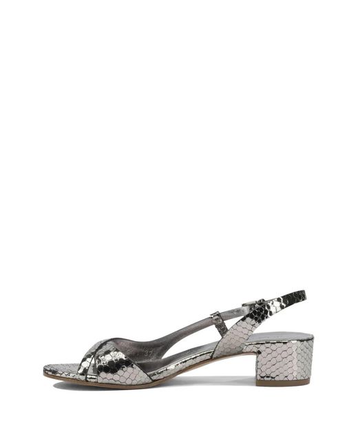 Roberto Del Carlo White Snake-Effect Leather Sandals