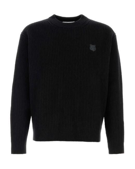 メンズ Maison Kitsuné フォックスパッチ セーター Black