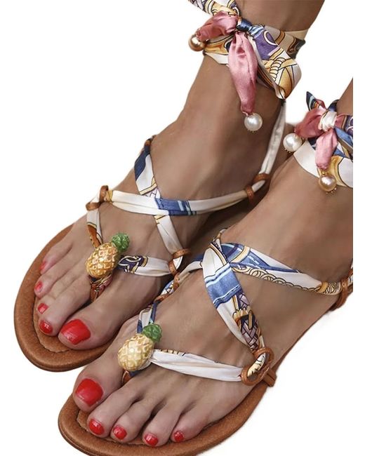 Alameda Turquesa Natural Jasmine Pineapple Scarf Sandals