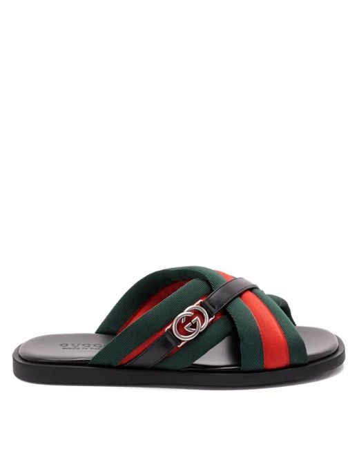 メンズ Gucci Maverik ウェブストライプ サンダル Black
