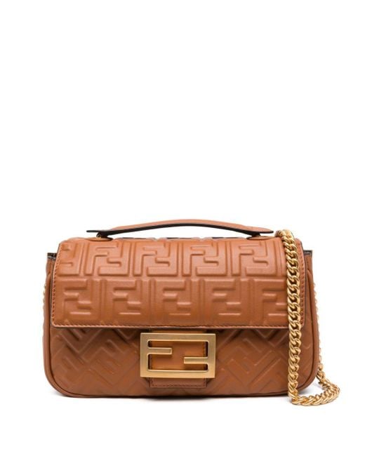 Fendi Brown Medium Baguette Chain Shoulder Bag