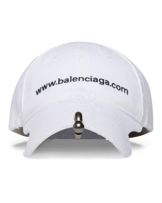 Balenciaga White Baseballkappe mit Logo-Stickerei
