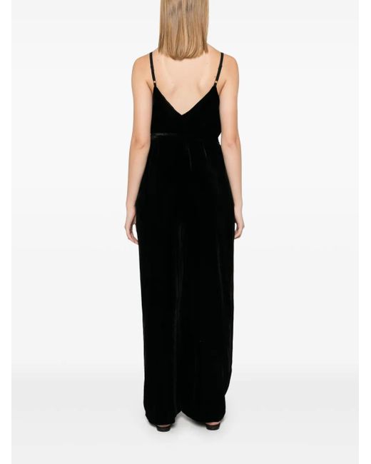 Gold Hawk Black Velvet V-Neck Jumpsuit