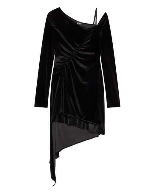 Robe Courte Asymétrique À Fronces Gcds en coloris Black