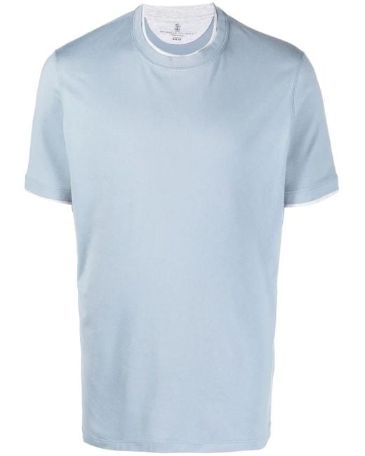 Camiseta con cuello redondo Brunello Cucinelli de hombre de color Blue