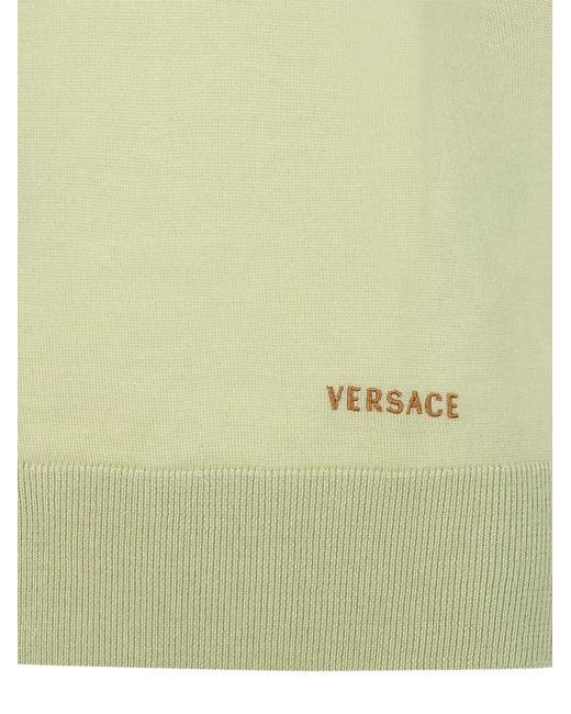 Versace Gebreid Wollen Vest Met Borduurwerk in het Green