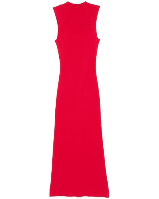 ROTATE BIRGER CHRISTENSEN Red Ribbed-Knit Midi Dress