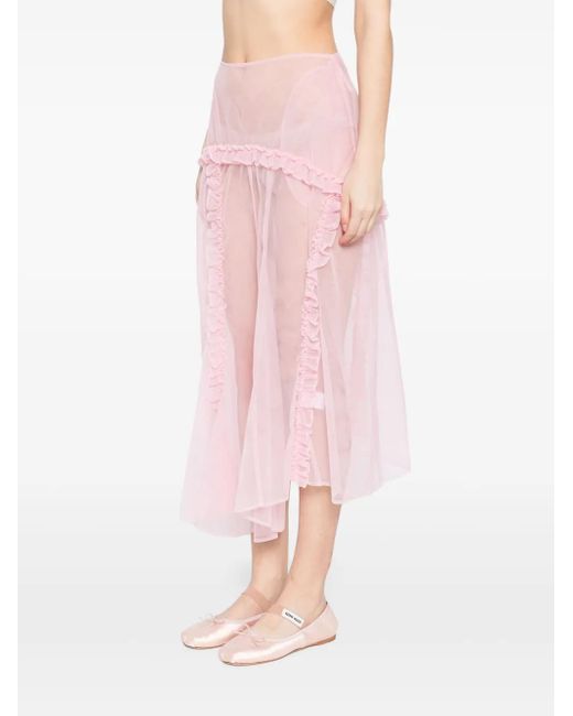 Simone Rocha Pink Ruffle-Details Skirt