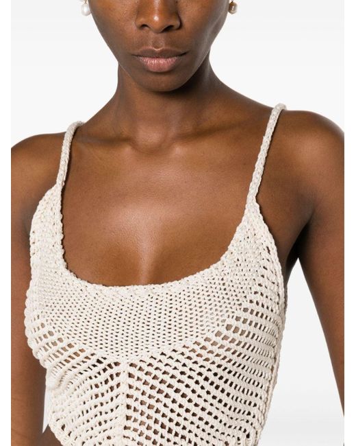 Forte Forte Natural Cropped Crochet Top