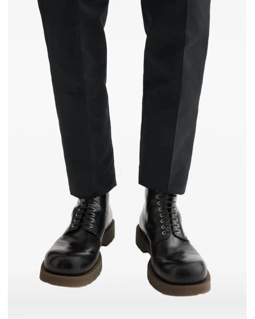 Jil Sander Black Lace-Up Ankle Boots for men